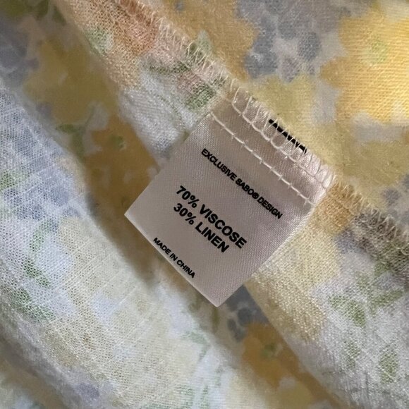 Sabo Skirt Leta Floral Linen Peasant Blouse Top S Boho Summer Cottagecore - Picture 5 of 6